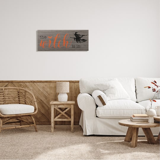 Stupell Industries The Witch Is In Halloween Sign Canvas Wall Art